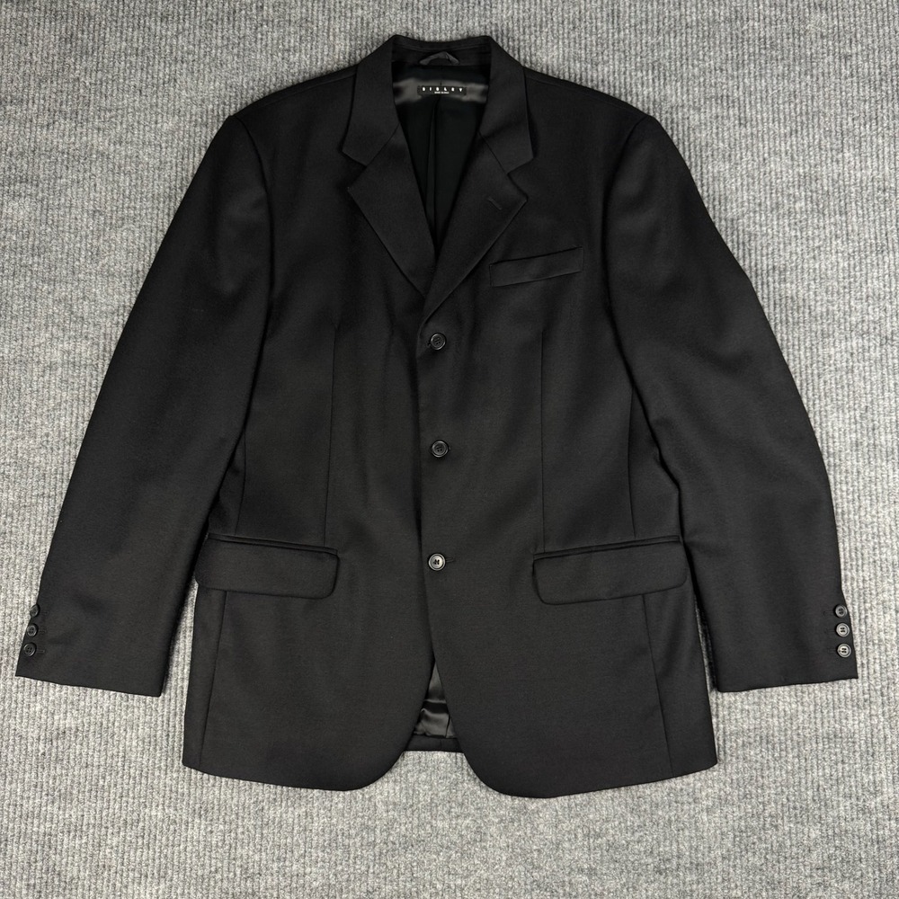 Sisley Sport Coat Blazer Mens 44R Black Wool Made Italy Quiet Luxury Tailored - Picture 2 of 12